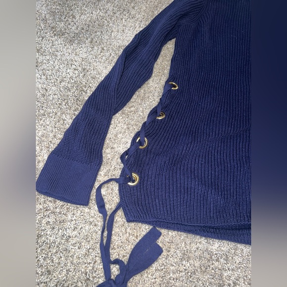 Michael Kors Navy Sweater with Side Ties - Picture 3 of 8